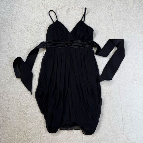 Vintage Y2K Taboo Black Mini V Neck Dress - Picture 1 of 5